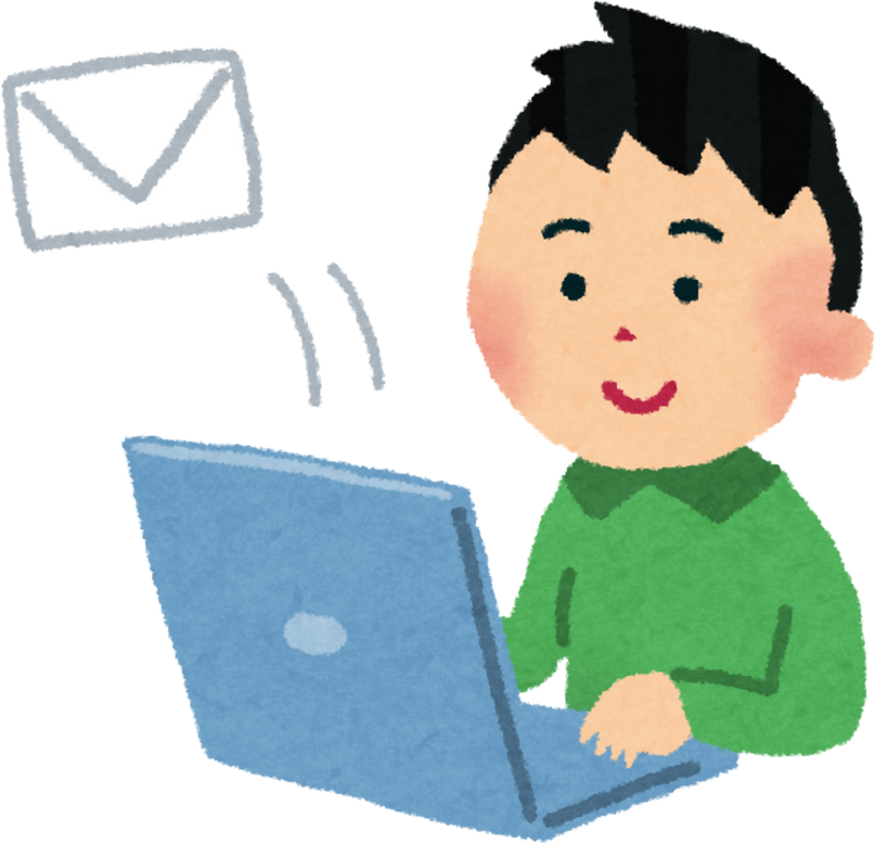 Illustration of a Man Sending an Email on a Laptop